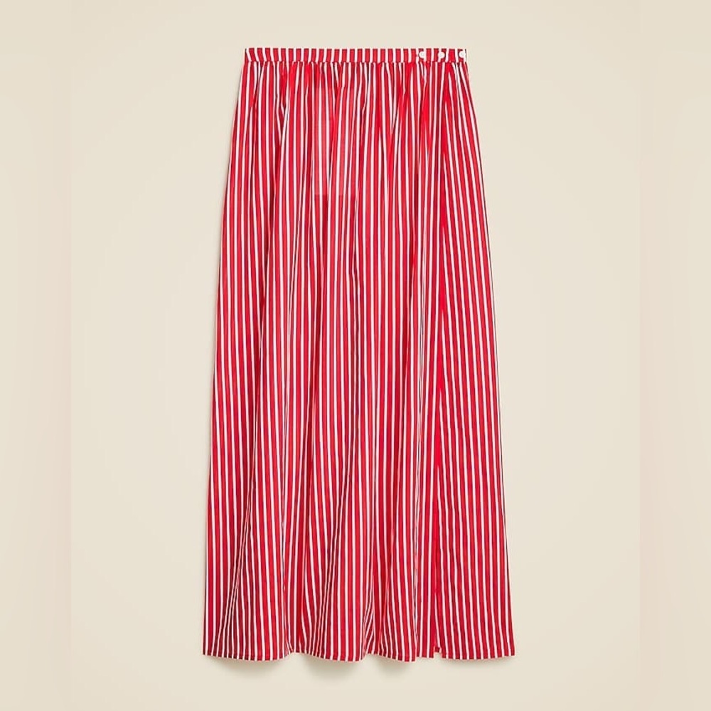 NWOT J. Crew Cotton Voile Beach Coverup Skirt Red & White Stripes Sz L Sold Out - Picture 2 of 8